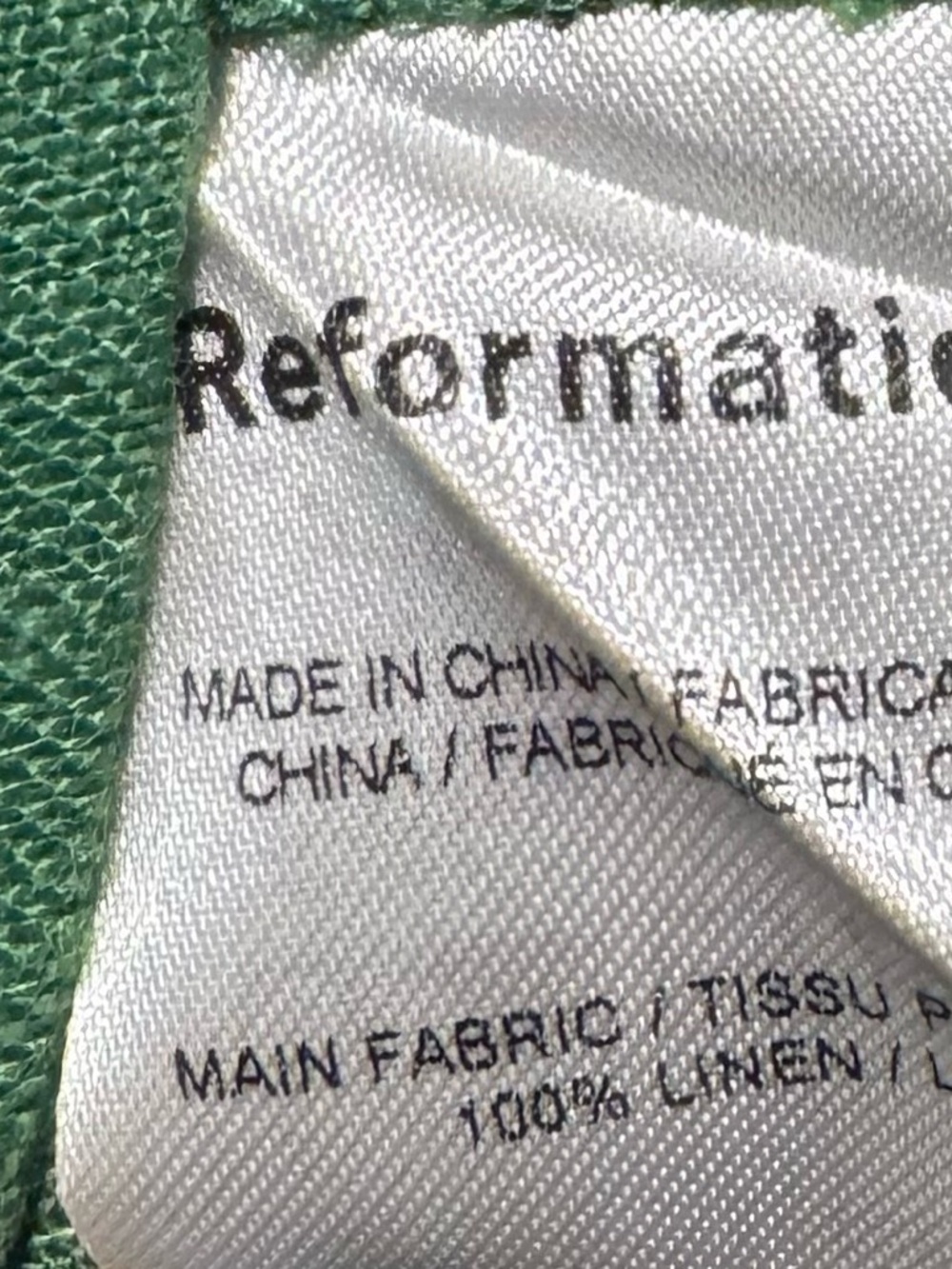 Reformation Greyson Green Smocked Square-Neck Linen Mini Dress with Puff Sleeves - Picture 4 of 7